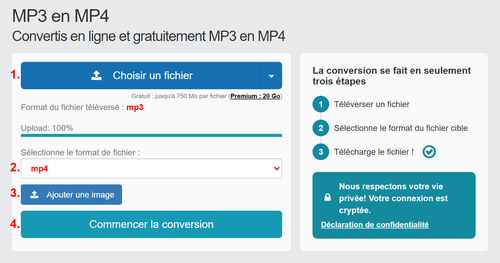 Comment convertir MP3 fichiers en ligne en MP4