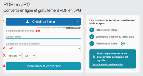 Convertir un PDF en JPG en ligne - étape par étape
