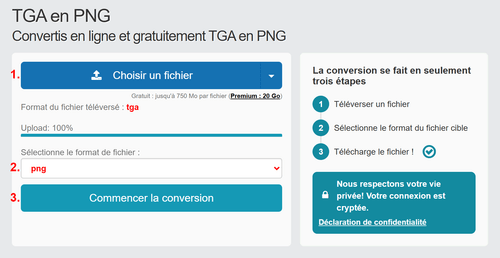 Comment convertir TGA fichiers en ligne en PNG