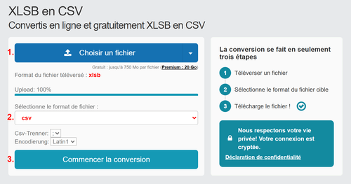 Comment convertir XLSB fichiers en ligne en CSV